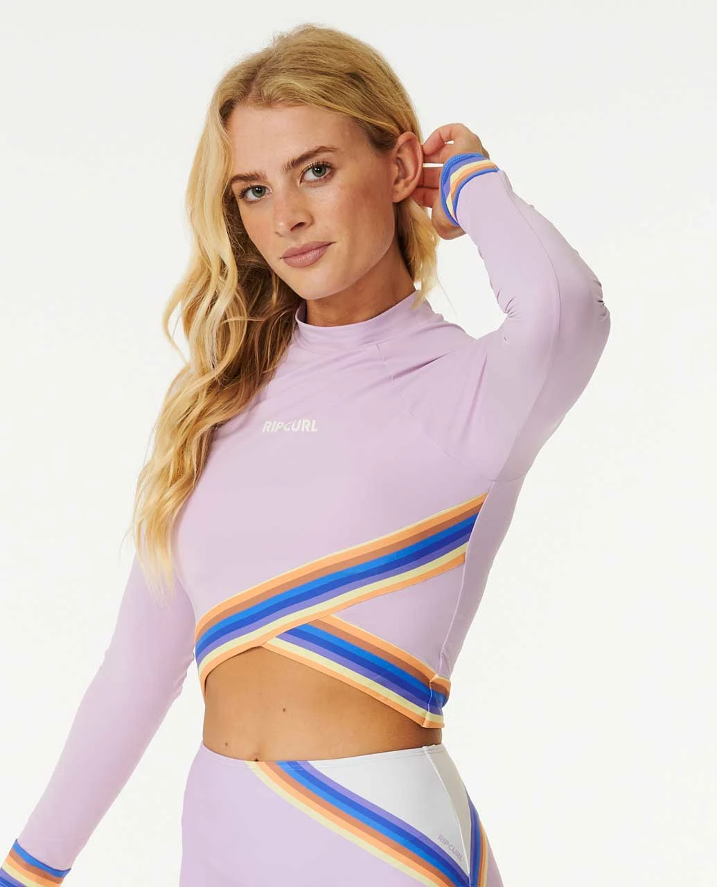 Sunrise Striped Long Sleeve Crop Top - Image 3