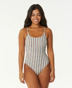 Tropics Stripe Cheeky Coverage One Piece Swimsuit